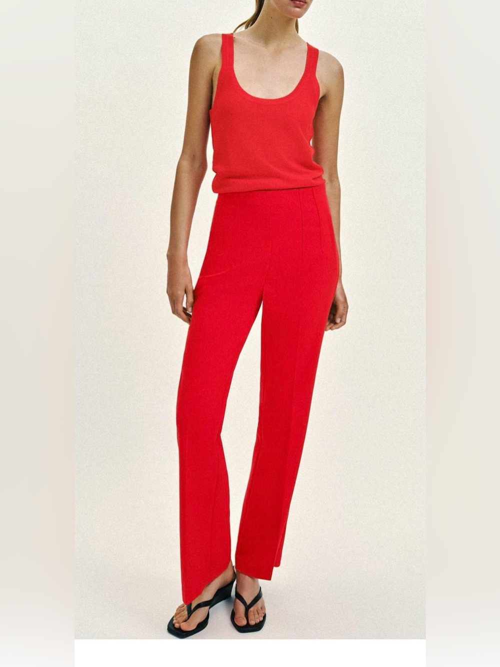 Zara Bold Red Wide-Leg Trousers